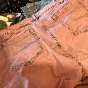 Mid short acid wash lavender jean shorts